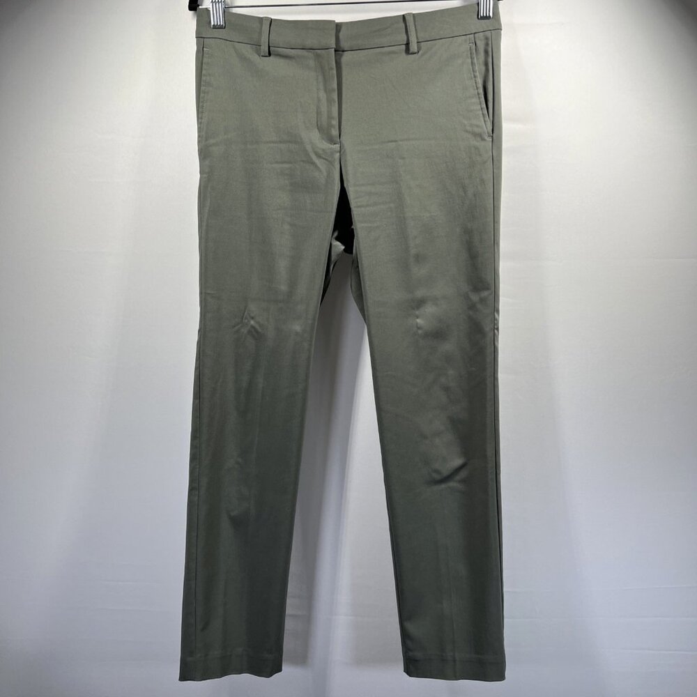 J Jill Wearever Refined Woven Trouser Size 6 Green Stretch Zipper button‎ Ankle
